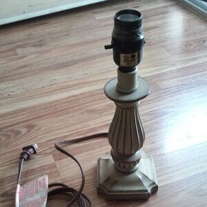 Lamp Beige and Brown No Shade 11" Tall 4" Wide